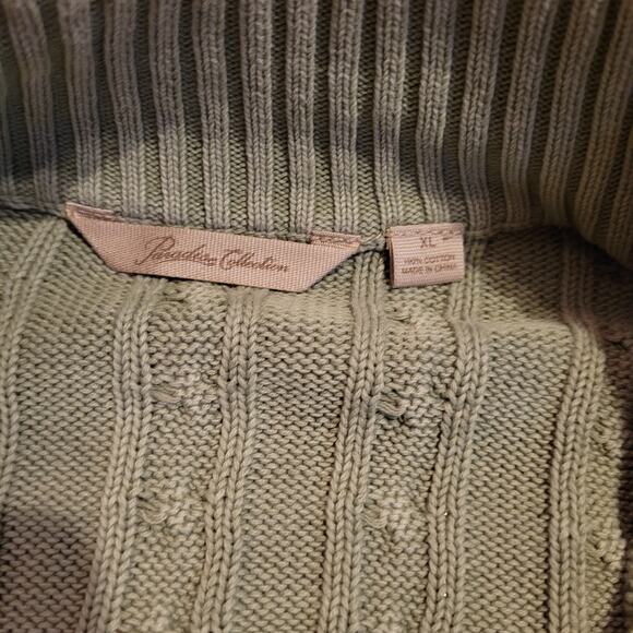 Pendleton Cable Knit Half-Zip Sweater Men's Sage Green Cotton Pullover - Picture 4 of 6